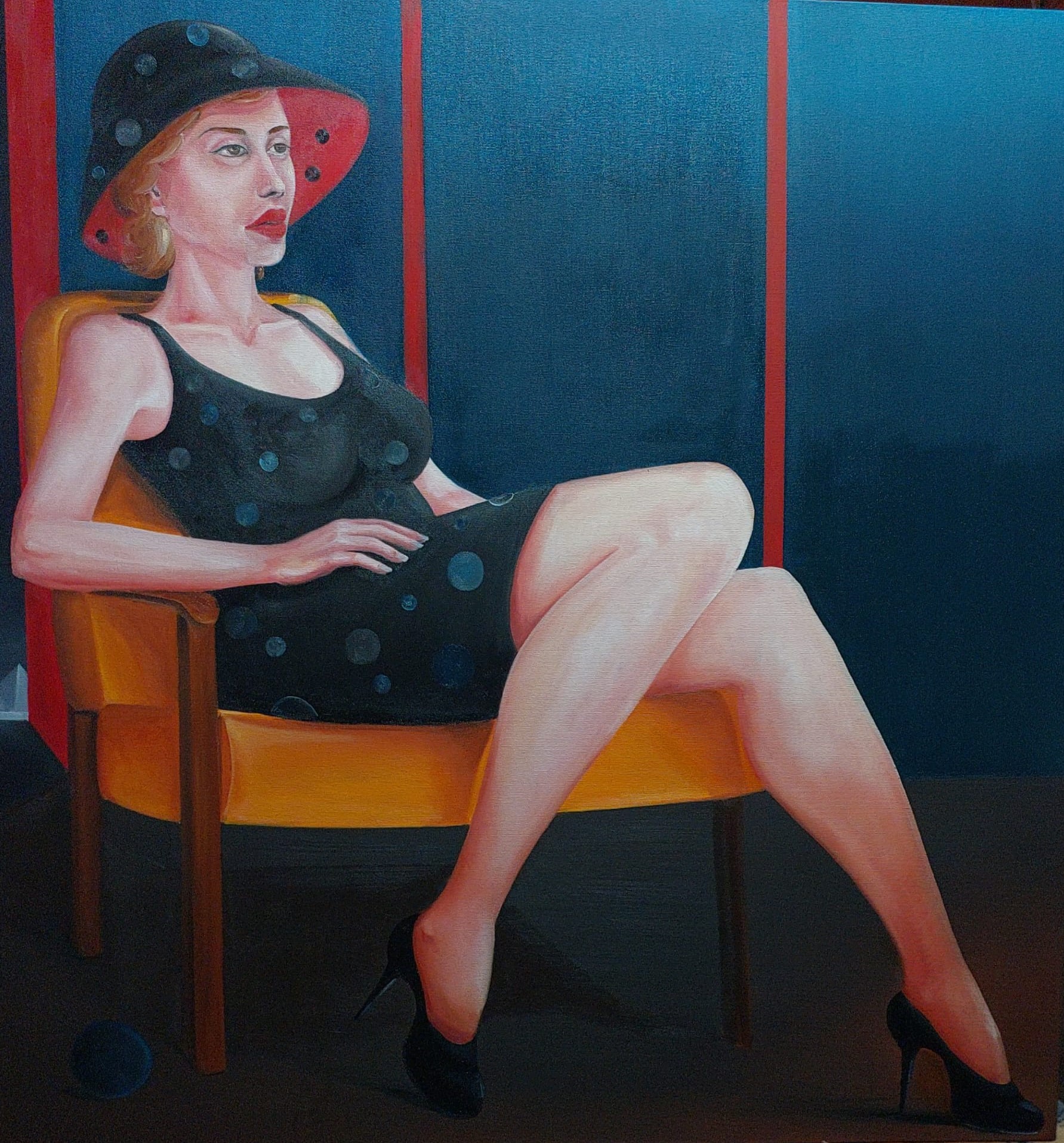 Oturan Şapkalı Kadın